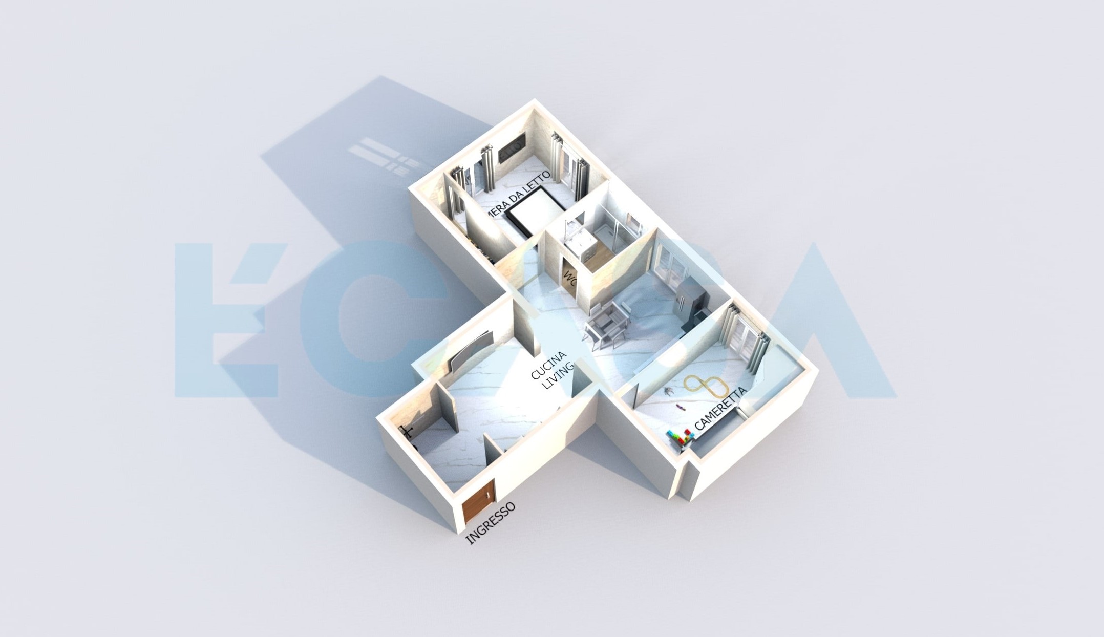 Planimetria 3D progetto ristrutturazione