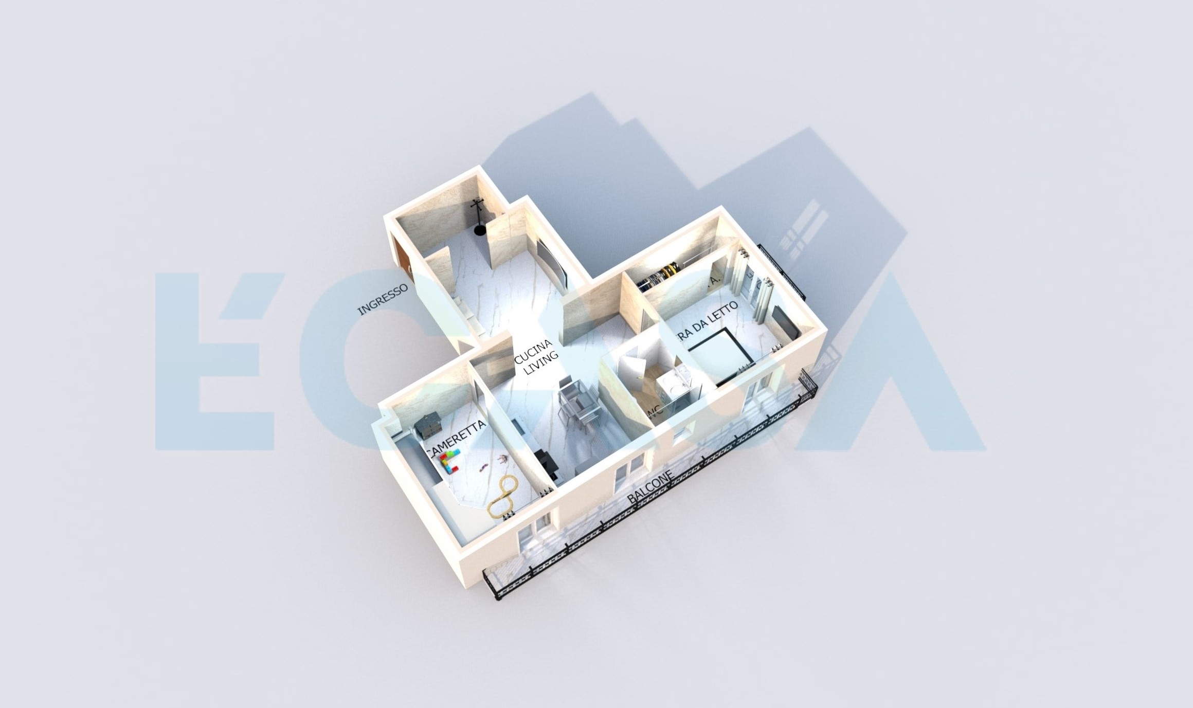 Planimetria 3D progetto ristrutturazione