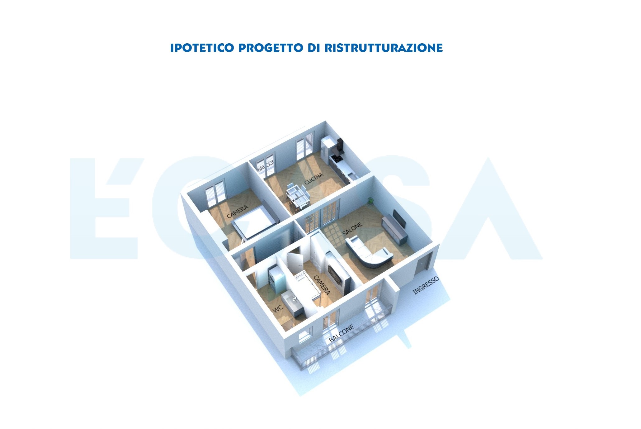 Planimetria 3D Ipotetico progetto di ristrutturazione